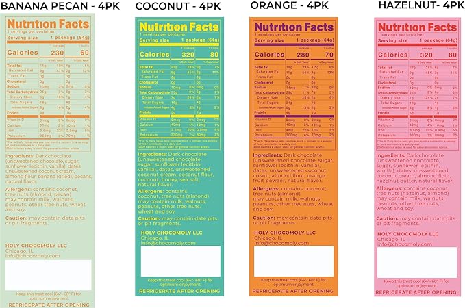 Fruit &amp Nut (Hazelnut Coconut Banana Pecan Orange) Pack | Low in Refined Sugar Made With Dates and Real Nut Butters | Healthy On-the-go Snack | 4 Truffles/Box 16 Truffles