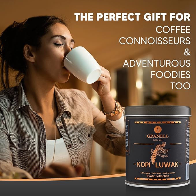 Kopi Luwak Coffee Beans Premium Civet Coffee Luwak Whole Bean Black Ivory Rich Bold Aroma From Indonesia Ultra Smooth Finish Cafés Granell 100g