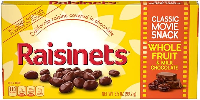 Raisinets Milk Chocolate Covered California Raisins Movie Theater Candy Box 3.1 oz each Bulk 15 Pack