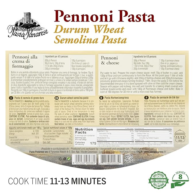 Pasta Panarese Pici Pasta - Wheat Pasta Made in Italy 500g / 17.63oz (3 pack)