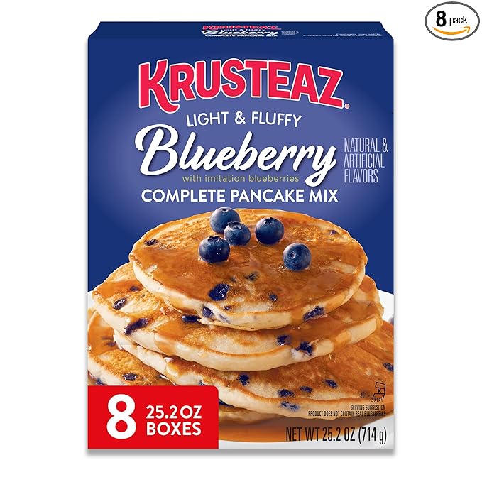 Krusteaz Complete Pancake Mix Blueberry Pancake Mix 25.2-Ounce Box (Pack of 8)