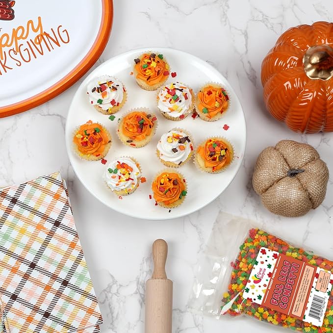 Thanksgiving Sprinkles - 1.7 Pounds - Fall Leaf Sprinkles for Baking - Autumn Leaf Shapes - Toppings for Cupcakes Cookies Cake Decorating