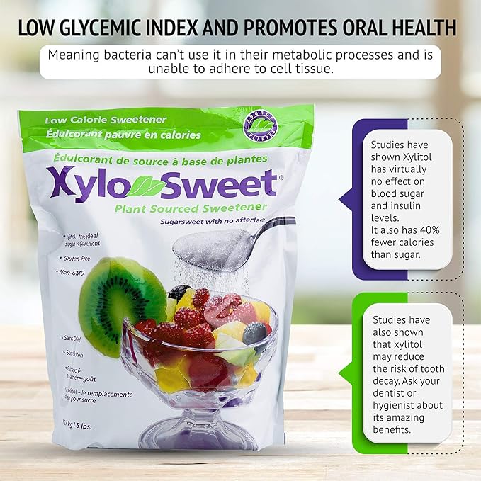 Xlear XyloSweet Plant Sourced Xylitol Sweetener - Pure Natural Sugar Substitute Granules Non-GMO Gluten-Free 5 Pound Bag (Pack of 1)