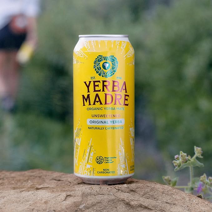 Yerba Madre Organic Yerba Mate Energy Drink Alternative Unsweetened Original Yerba 150mg Plant Based Caffeine Smooth Energy &amp Focus No Jitters or Crash 15.5oz Cans (Pack of 12)