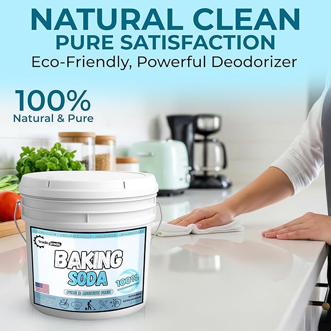 TradeGrade Pure Baking Soda Powder – 15 lb Bucket Sodium Bicarbonate Powder | Premium Food-Grade for Baking Bread Cookies &amp More | Baking Soda for Cleaning Natural Cleaner &amp Deodorizer