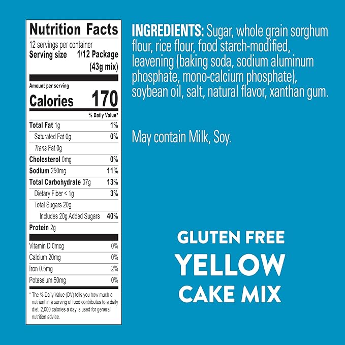 Krusteaz Gluten Free Yellow Cake Mix No Artificial Flavors Colors or Preservatives 18 oz Boxes (Pack of 8)