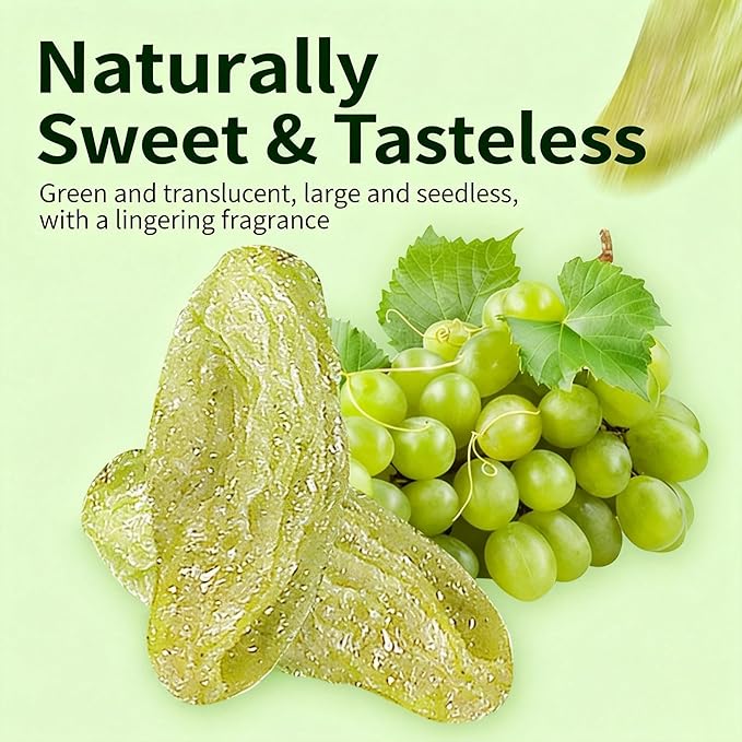 Premium 500g Green Raisins - Ready-to-Eat Soft &amp Juicy Dried Fruit Snack No Washing Needed Perfect For Baking Oatmeal &amp Yogurt Toppings