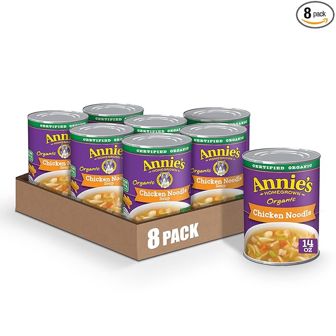 Annie’s Organic Chicken Noodle Canned Soup Ready To Serve 14 oz (Pack of 8)