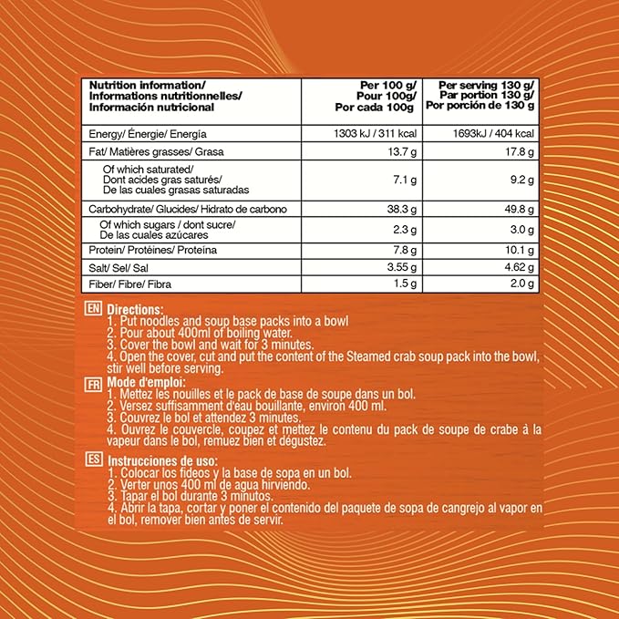 VIFON Hoàng Gia Spicy Crab Hotpot Instant Noodles 18-Pack (4.4 oz / 130 g each) | Vietnamese-Style Mì Lẩu Cua Cay | With Real Crab Extract | Rich and Spicy Seafood Soup | Ready in 3 Minutes