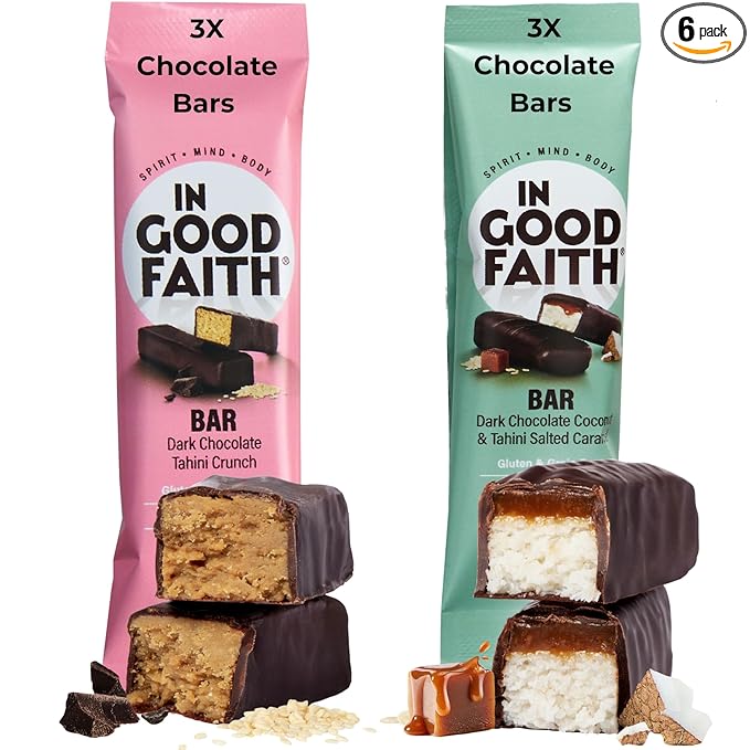 In Good Faith Dark Chocolate Bars Healthy Gluten Free Vegan Dairy Free Chocolate Bars (6 Pack Variety Pack)