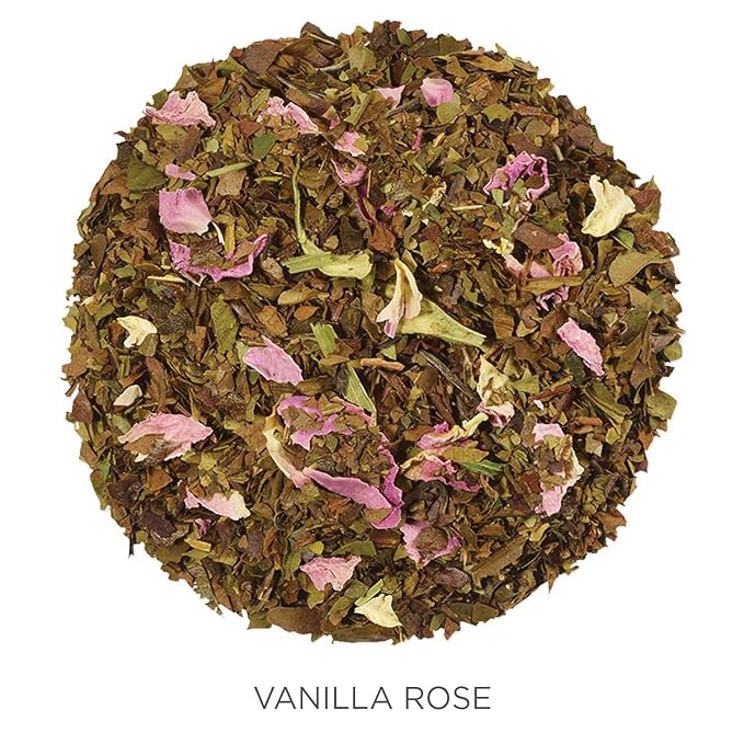 Tea Forte Vanilla Rose Premium Organic Loose Leaf Caffeinated White Tea Blend Canister Makes 35-50 Cups