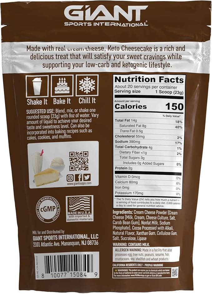 Giant Sports Keto Cheesecake Mix Bundle - Ketogenic Low Carb Powder Mix - 20 Servings