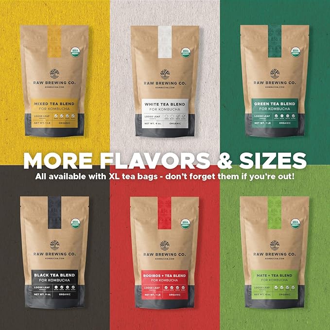 Kombucha.com Certified Organic Loose Leaf Tea - Kombucha Brewing Blends (White Tea Blend 1 Pound). Makes up to 50 gallons.