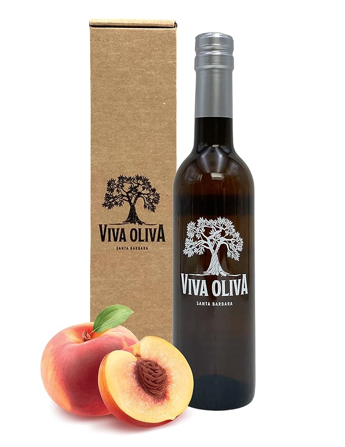 Viva Oliva Peach White Balsamic Vinegar - 375ml (12.7oz) - Premium Quality - 100% Natural - Barrel Aged Gourmet Balsamic from Modena Italy