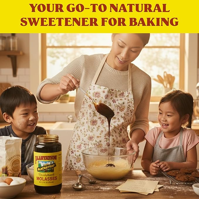 Plantation Blackstrap Molasses 31 oz – USDA Organic Unsulphured Blackstrap Molasses Natural Sweetener for Baking Cooking &amp Beverages