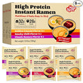 Healspot High Protein Instant Ramen Variety Pack 6 Pack Non Fried Ramen Broth 32g Plant Based Protein Low Fat Low Carb Non GMO Keto Friendly &amp Plant Based (Golden-ChickenSmoky-BeefClassic-