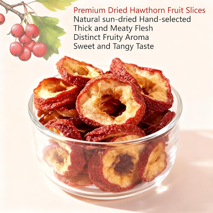 DABC OAK LAND Hawthorn Slices Hollow Circle Seedless 100% Natural Sun-Dried Hawthorn Fruit Hawthorn Berries for Tea 山楂干 山楂果茶 山楂片 Natural Herbal Tea for Digestion 8OZ/Bag