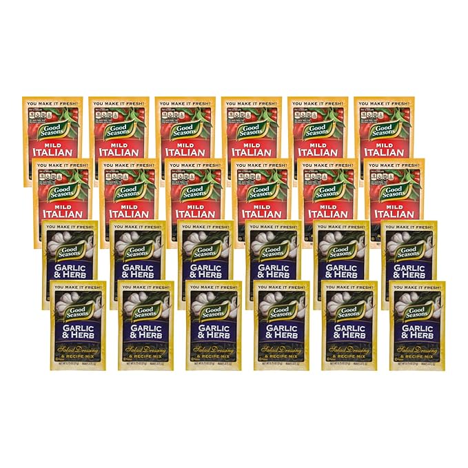 Good Seasons Garlic &amp Herb Dressing &amp Recipe Mix (12 CT) + Mild Italian Dressing and Recipe Mix (12 CT) (Variety Pack)