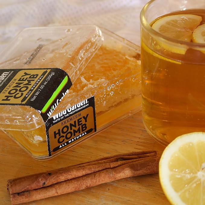 Wild Garden 100% Pure Bee Honeycomb 7.05 Oz - No Additives No Preservatives Fresh From The Farm! 7.05 oz Pack of 3 - Perfect for Toast &amp Tea - Health-Conscious Treat
