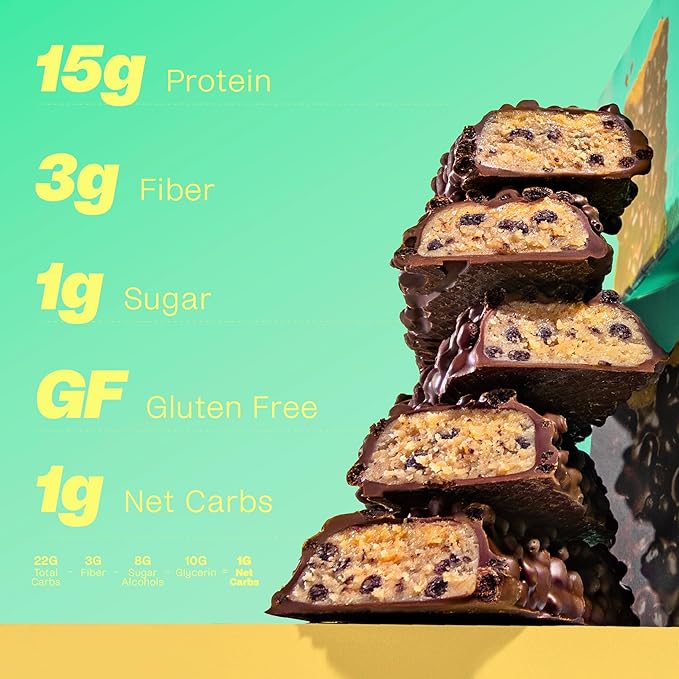 Misfits Vegan Protein Bars - Mint Chocolate Chip | Nutrition Bars - 15g Protein 1g Sugar Plant-based Low Carb Non-GMO Gluten Free Snacks | Pack of 12