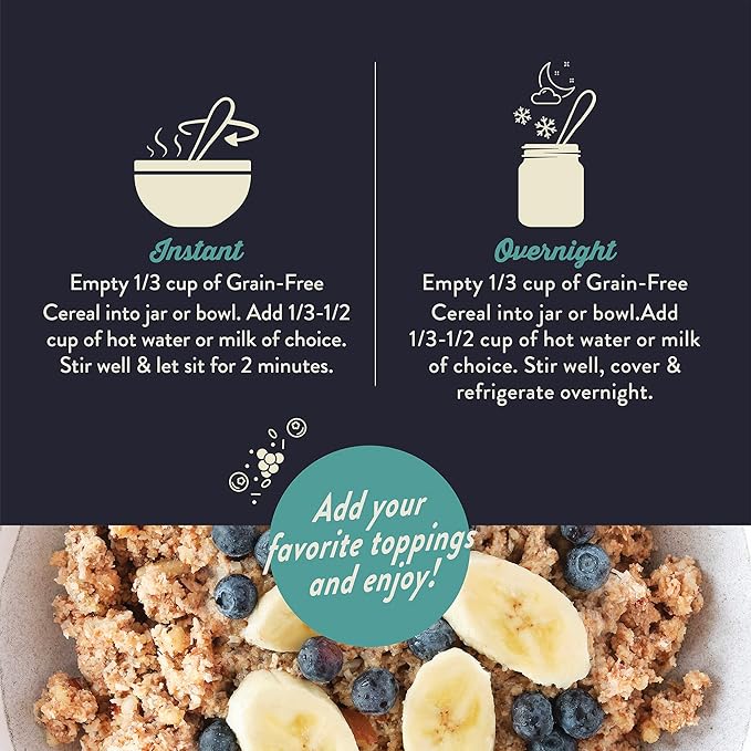 Wella Cereal Oatmeal Alternative Gluten-Free Breakfast Hot Cereal Grain-Free Paleo Organic Vegan High Protein Superfood Plant-Based Non-GMO Low in Net Carbs Multi-Serve Bags Bundle Original &amp