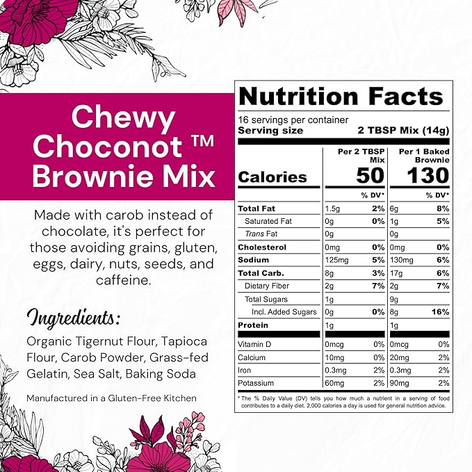 Sweet Treats Duo - Chewy Choconot Brownie Mix 8.1 Oz Pack and Sugar Cookie Mix 8.2 Oz Pack Allergy-Friendly Baking Mix Grain-Free No Dairy Nuts Gluten Dairy - For Paleo &amp AIP Diets