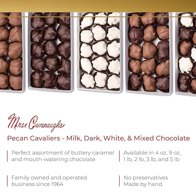 Mrs. Cavanaugh’s 14 oz Cavaliers Pecan (caramel pecan cluster) Milk Chocolate