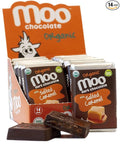 Moo Chocolates Organic Dark Chocolate Mini Bars with Salted Caramel 0.7oz 14 ct (Pack of 1) | USDA Organic Non-GMO | 100 Calorie Snacks for On-the-Go Lunchboxes Office