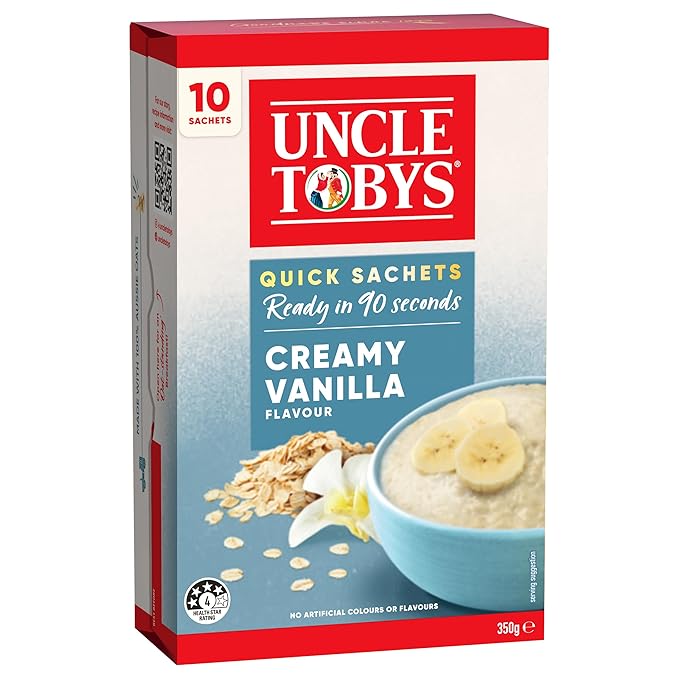 Uncle Tobys Oats Creamy Vanilla Flavour 10 Quick Sachets Ready In 90 Seconds