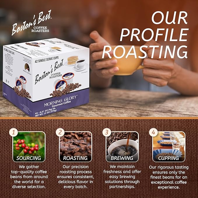 Boston’s Best Gourmet Coffee – Morning Glory Blend – Medium Dark Roast – Single Serve Coffee Pods Compatible with Keurig Brewers – 42 Pods