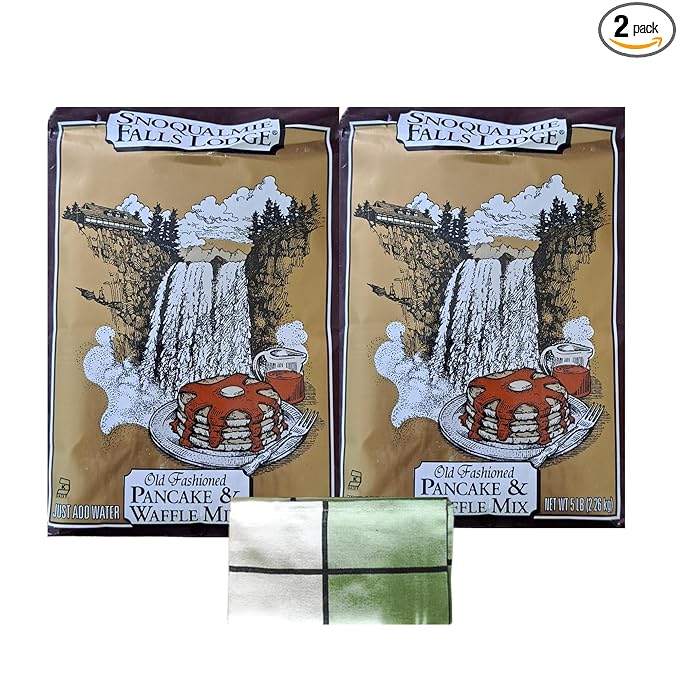Snoqualmie Falls Lodge Old Fashioned PANCAKE &amp WAFFLE Mix 5lb.(2 bags) with Dish Towel Gift