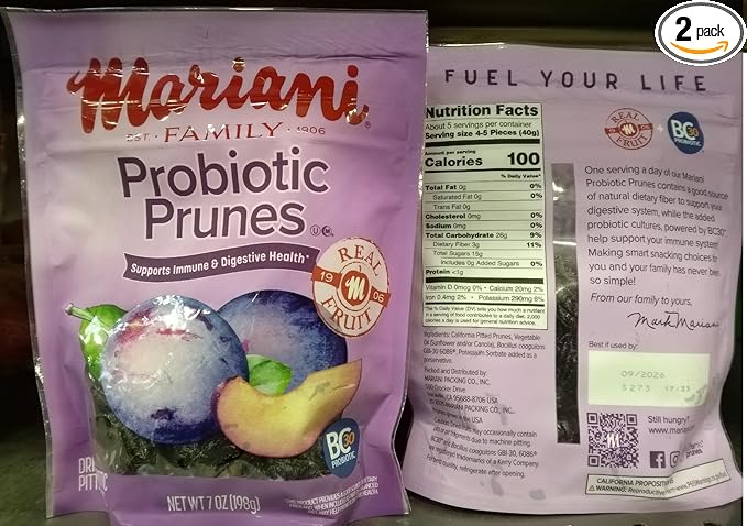 Probiotic Prunes Dried Pitted California Prunes (Pack Of 2 Bags) 7 oz