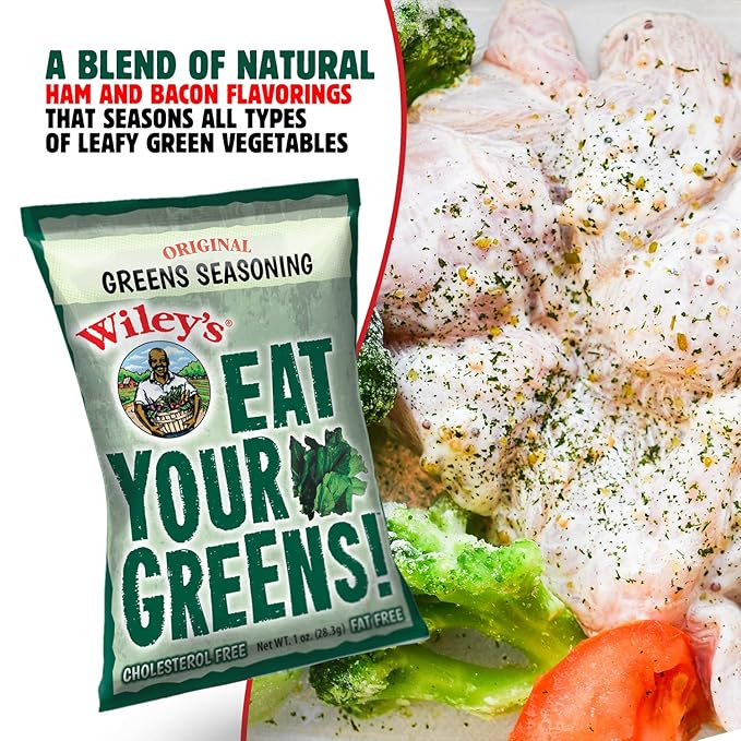 Wiley�s Green Seasoning 12 Packets Fresh Herbs and Spices for Collards Spinach Kale Turnip and Mixed Greens or Soup and Stew Ham and Bacon Flavored Blend