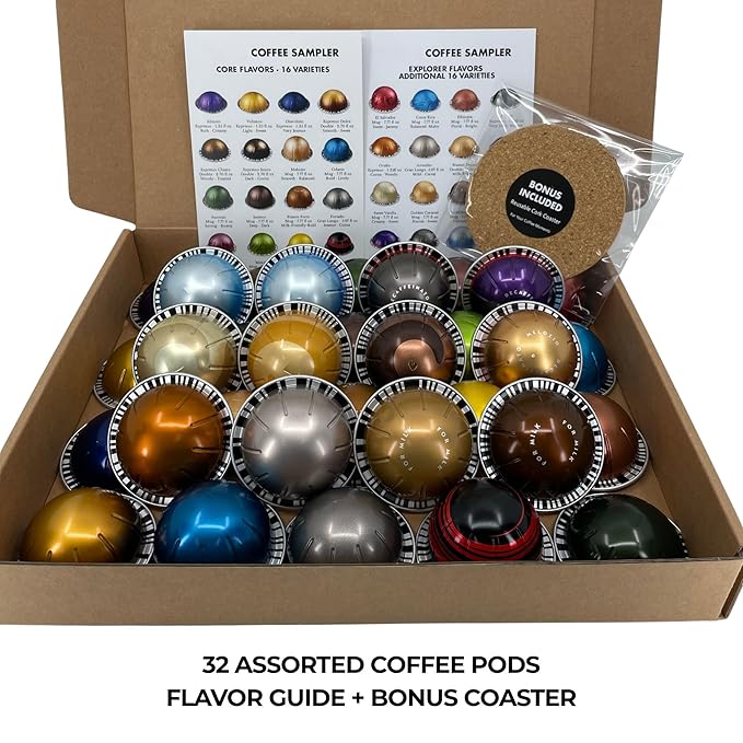 Discovery Coffee Sampler 16/32 Variety Pack | Assorted Coffee Pods with Flavor Guide | Coffee Gift Set (32 Variety)