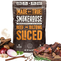 Made by True Beef Sliced Bites Smokehouse (8 Ounce Pack of 1) - All Natural Zero-Sugar True Jerky Biltong - High Protein Keto Paleo &amp Whole30 Diet - Sugar-Free Gluten-Free Carb-Free Snack P
