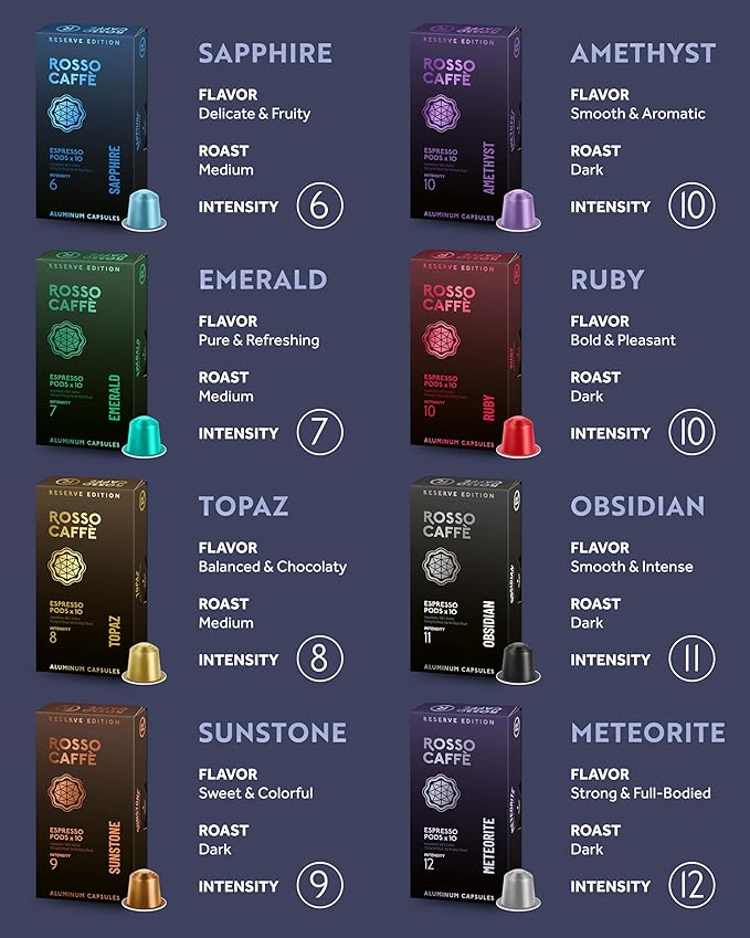 ROSSO CAFFÈ Espresso Coffee Pods Compatible with Nespresso Original Machines Reserve Variety Pack 160 Capsules - Made in Italy