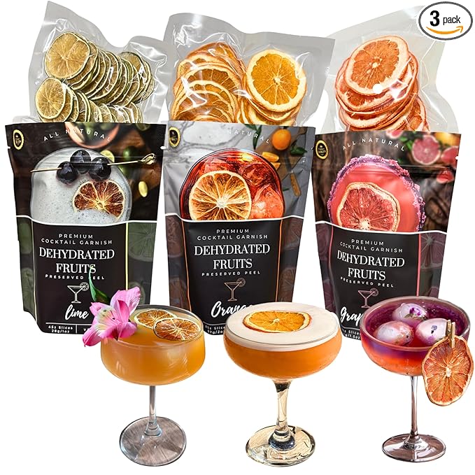 Dried Citrus Slice 3 PACK Dehydrated Fruits⎮PREMIUM COCKTAIL GARNISHES ⎮ LIME - ORANGE - GRAPEFRUIT ⎮ Preserved Peel - Bars &amp restaurants supply - Home Bar - dried citrus slices