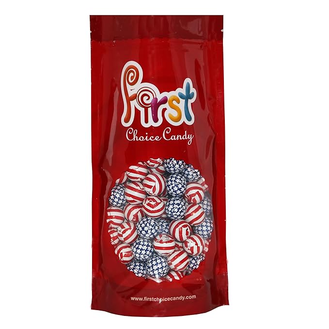 FirstChoiceCandy Milk Chocolate Foil Wrapped Balls (American Flag 2 Pound (Pack of 1))