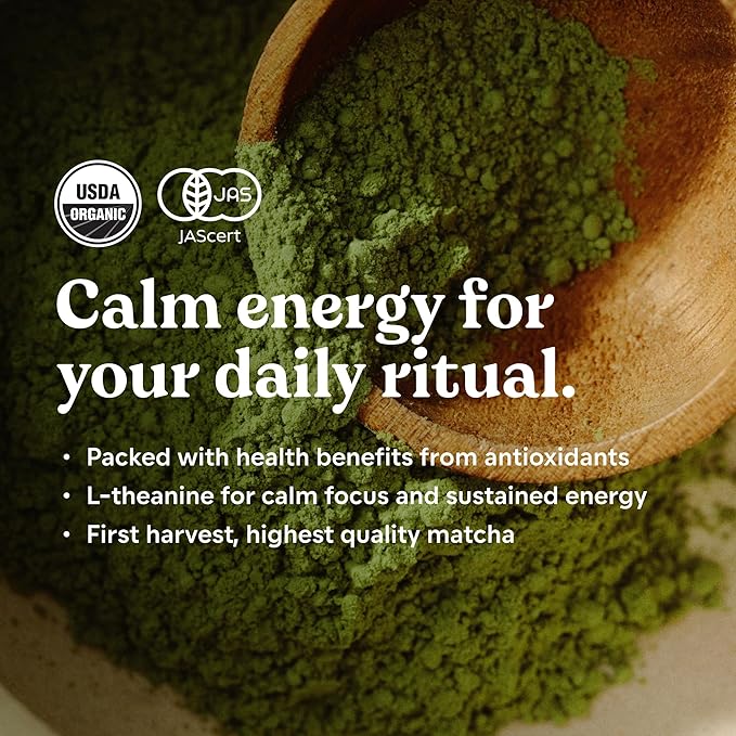 Chamberlain Coffee Ceremonial Matcha Green Tea Powder - First Harvest - Japanese Green Tea + Original Grade Matcha - Hot or Iced - Organic Vegan &amp Gluten-Free Matcha Powder - (30g / 1.06 oz)