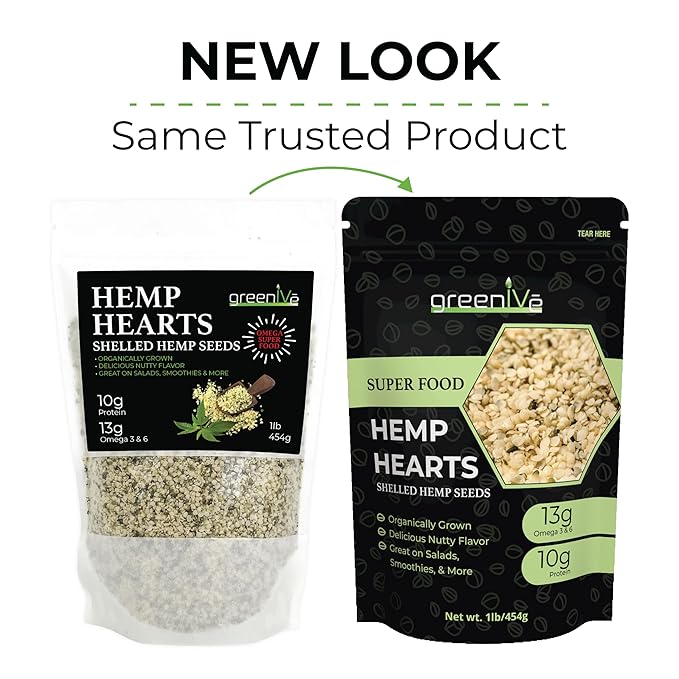 GreenIVe Hemp Hearts 3 Pounds – American Hemp Packed in USA Raw Hulled Hemp Seeds – Plant-Based Protein Vegan Omega 3 &amp 6 Fiber – Non-GMO Gluten-Free Resealable Bag (3 Pounds)