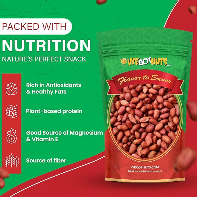 Raw Red skin Peanuts  USA Grown (Unsalted) 5LB Bag Bulk (80oz) - We Got Nuts