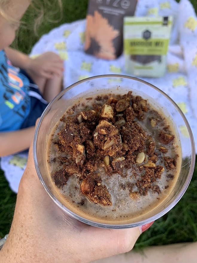 BeeFree Warrior Mix Gluten Free Granola - Chunky Granola Bites | Paleo Granola Low Carb Grain Free Preservative Free Oat Free | Granola for Yogurt Low Calorie Snacks | Clay’s Chocolate Buzz 9 Ou