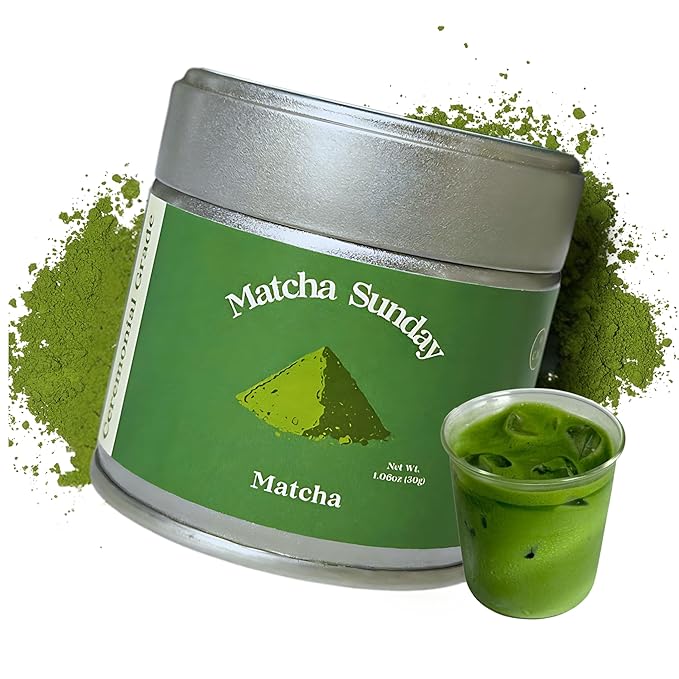 Matcha Sunday Ceremonial Grade Matcha - Kyoto Japan - Finely Ground Green Tea Powder - Vibrant Green (30g/ 1.06oz) - Tin