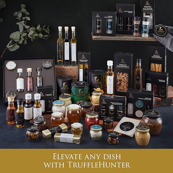 TruffleHunter - White Truffle Hot Honey - Acacia Honey with Truffle Pieces &amp Chilli Condiment - 8.46 Oz