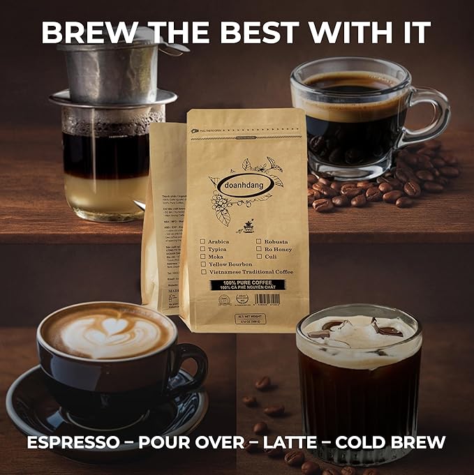 doanhdang - 17.6 Oz Premium Arabica Whole Bean Coffee 100% Arabica Medium Roast Rich Flavor for Espresso and Brew Origin from Vietnam Whole Med Roast Beans