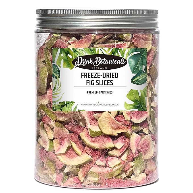 Drink Botanicals | Freeze Dried Figs Fig Slices Chips | 100% Natural | 200+ Slices | Edible | 120 Grams 4.23 oz | For Baking Cereal Topper Yogurt Cake Cocktail Decorations | PET Jar GMO-Free