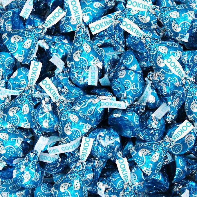 KISSES Cookies and Cream 2lbs Approx 200 Pieces Candy Kisses Cookies &amp Cream White MILK Chocolate and Cookies Bulk 2 lb - Blue Kisses Chocolate Candy Individually Wrapped