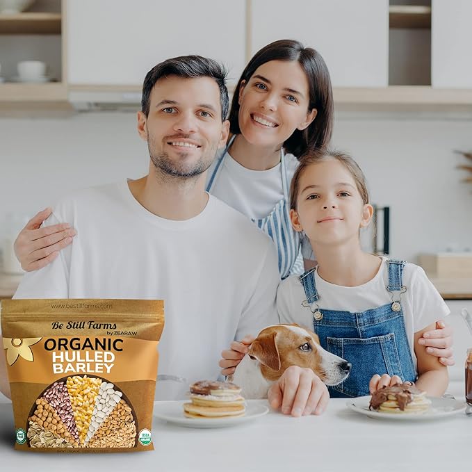 Be Still Farms Organic Hulled Barley Grain (4.8lb) - Whole Barley Groat Seed Bulk - Great for Soup Flour Cereal Home Brewing Grinding - High in Fiber | USDA Certified | Vegan | Non-GMO