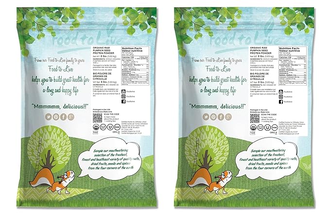 Food to Live Organic Pumpkin Seeds Protein Powder 16 Pounds – 60% Protein Non-GMO Non-Irradiated Pure Flour Kosher Vegan Superfood Bulk Great for Baking Drinks and Smoothies