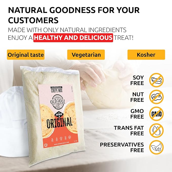 OldSoul Professional Crepe Mix | Original Dough Mix | Classic Flavour | 10 Lbs | 72 Crepes (10 Lbs Traditional)